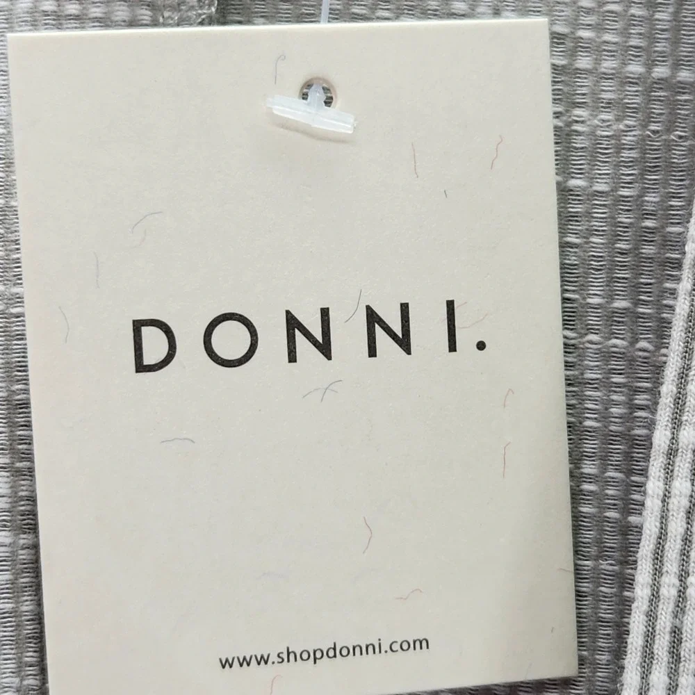 DONNI One Size Plus Grey Striped Kimono Cardigan Lightweight Open Front Pockets‎